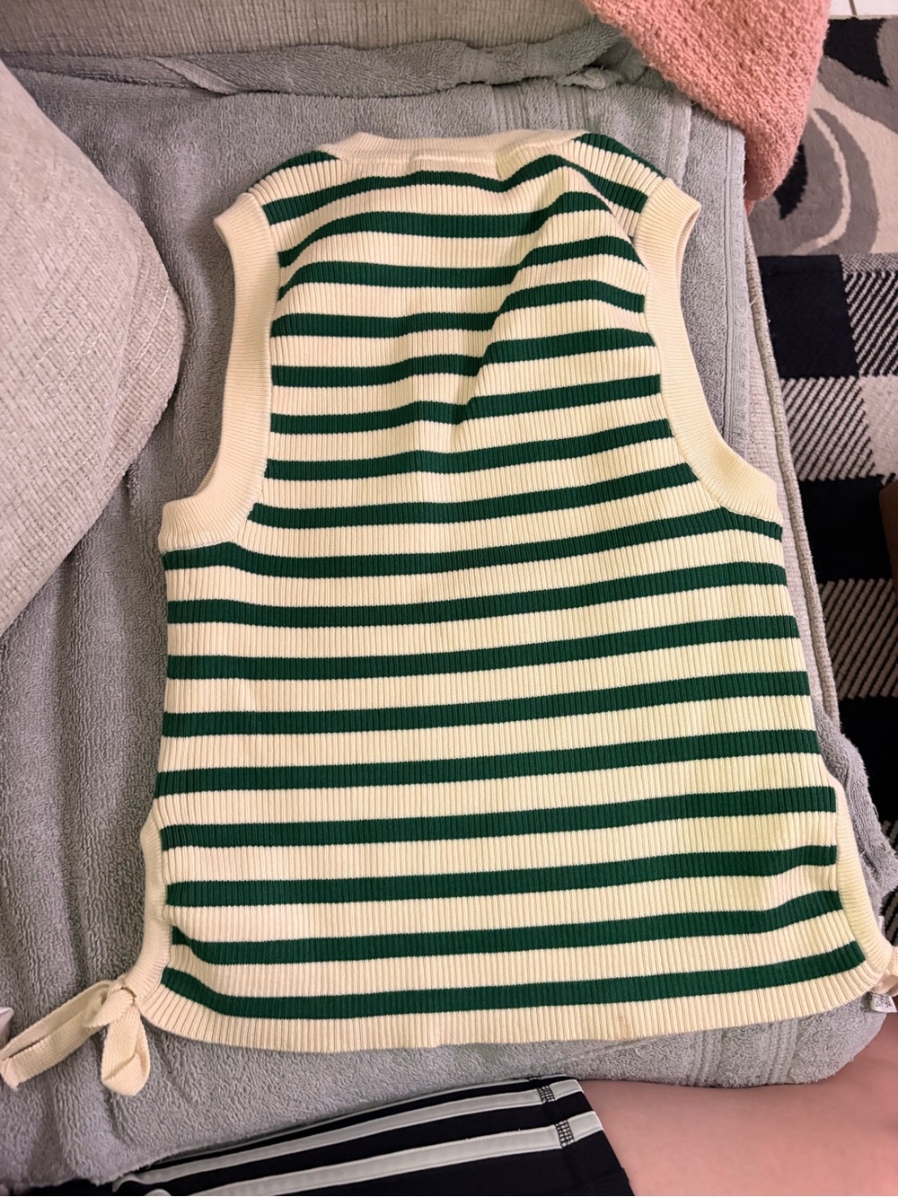 Green & Cream Striped Ribbed Tank Top - Women's Sleeveless Knit